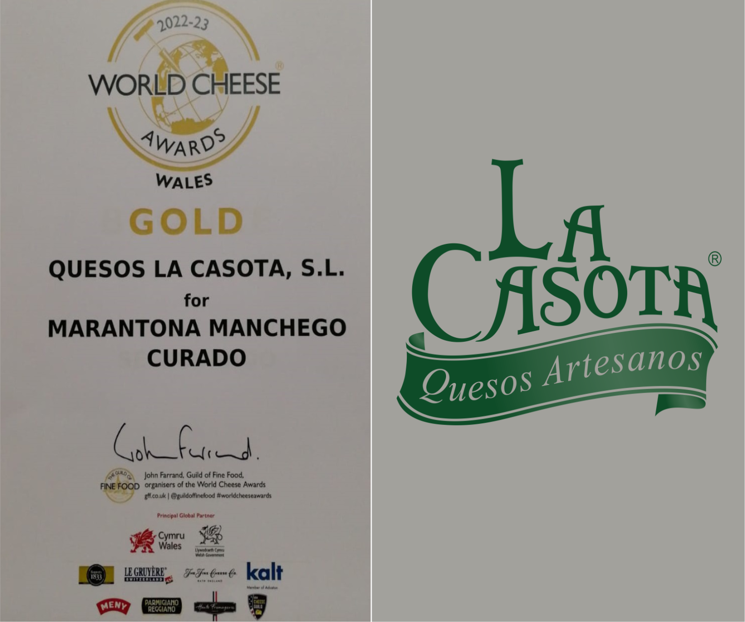 World Cheese Awards | Quesos La Casota consigue un Oro y dos Bronces en la edición de 2022